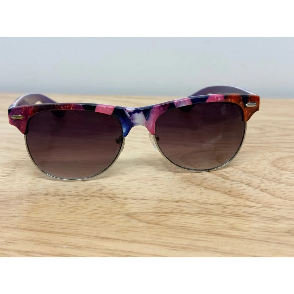Sunscape Kaleidoscope Sunglasses Galaxy Print Clubmaster Purple Gradient Lenses